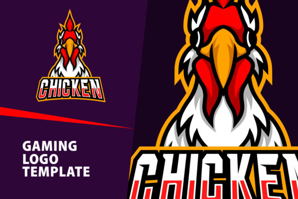 Chicken Mascot Gaming Logo Design: Vector Template & Font Download