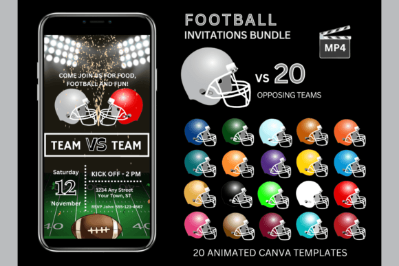 Football Invite: Silver Grey Team Bundle – Your Ultimate Game Day Solution