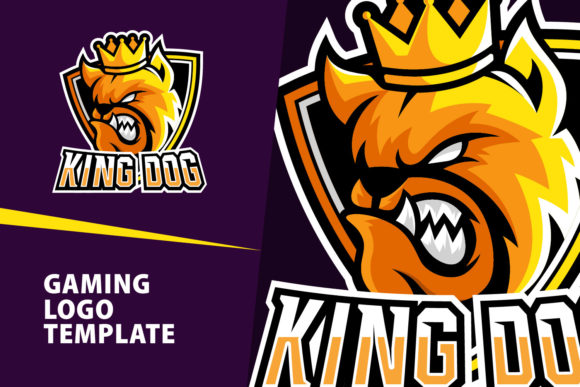 KingDog Mascot: A Bold Gaming Logo Template for Streamers